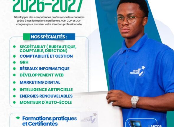 Affiche Rentrée Spéciale 2026-2027 Formations Professionnelles Institut Mozart Yaoundé.